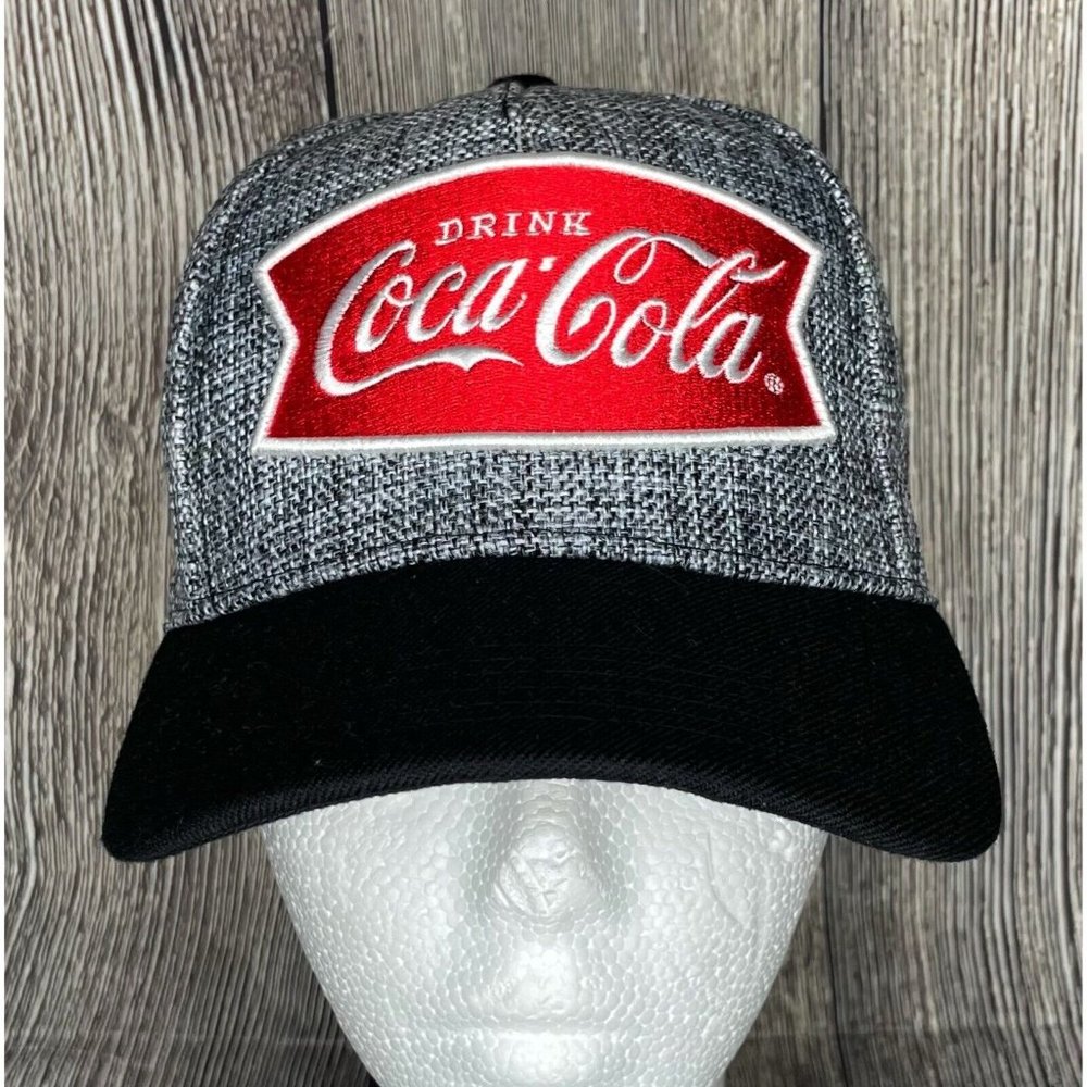 Coca-Cola Tweed Gray Adjustable Snapback Embroidered Hat Cap Coke